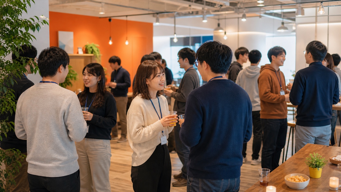 AI交流会で参加者が立って会話している様子
