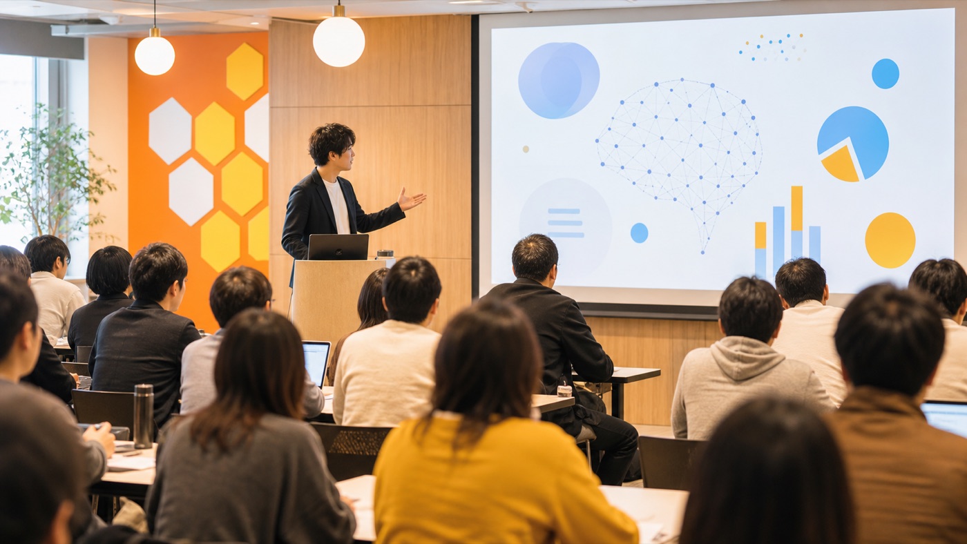 AIセミナーで登壇者の話を聞く参加者の様子